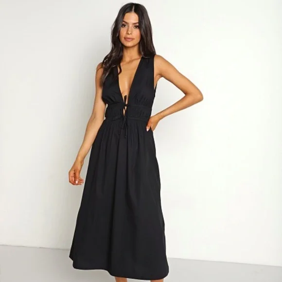 Faithfull the Brand | Dresses | Faithfull The Brand Andressa Black Midi  Dress | Poshmark